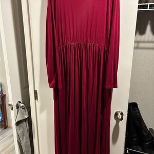 Chic Long Sleeve Burgundy Dress